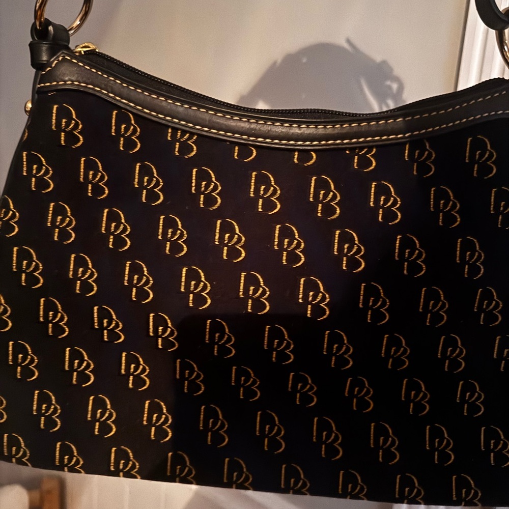 Dooney & Bourke Black and Gold Monogram Shoulder Bag - Picture 2 of 6